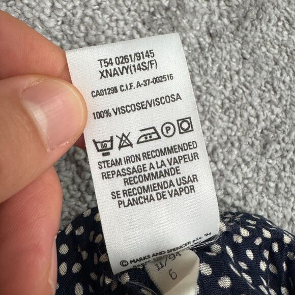 Vintage 90s St Michael Marks & Spencer Polka Pull On Ankle Pants Women UK14 Navy - Picture 6 of 14